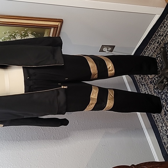 INC black and metallic gold track suit pants and jacket size large - Picture 3 of 16